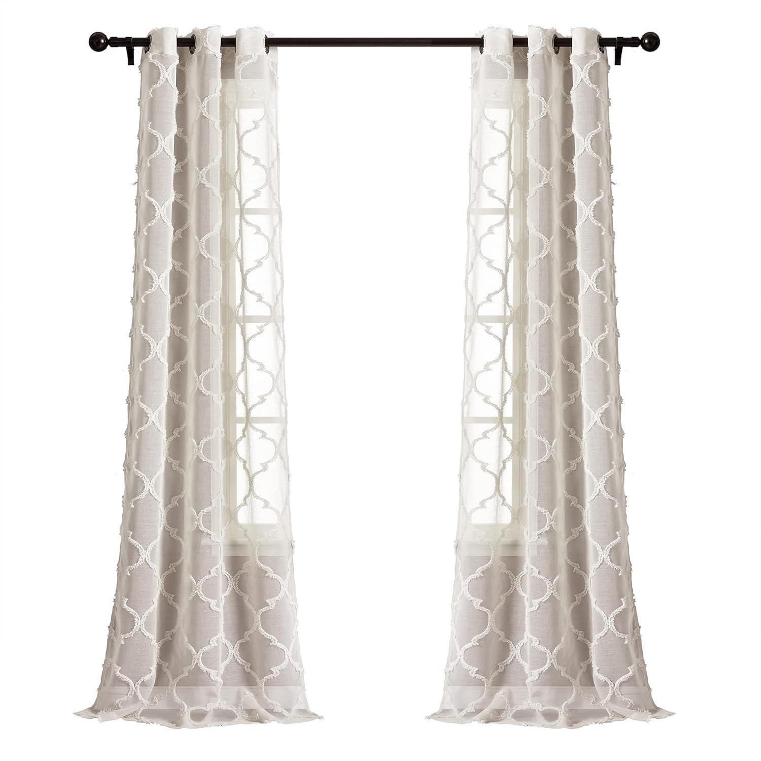 Lush Decor Avon Trellis Sheer Polyester Sheer Curtain Pair (Set of 2)