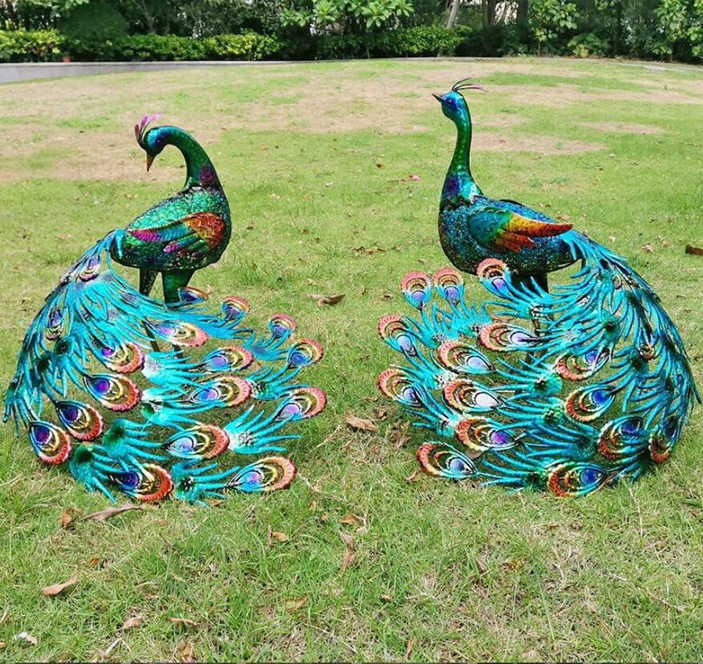 Colorful Metal Peacock Yard Art Sculpture for Outdoor Decoration