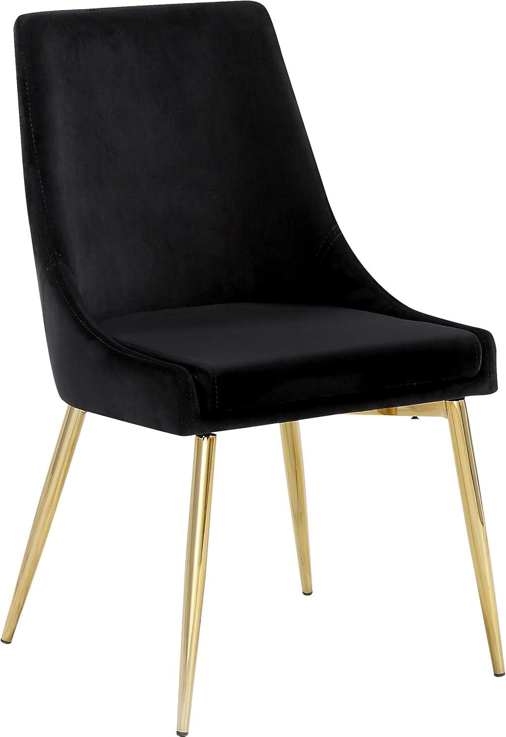 Karina Black Velvet Dining Chair, Set of 2-Color:Black Velvet,Finish:Gold,Style:Contemporary