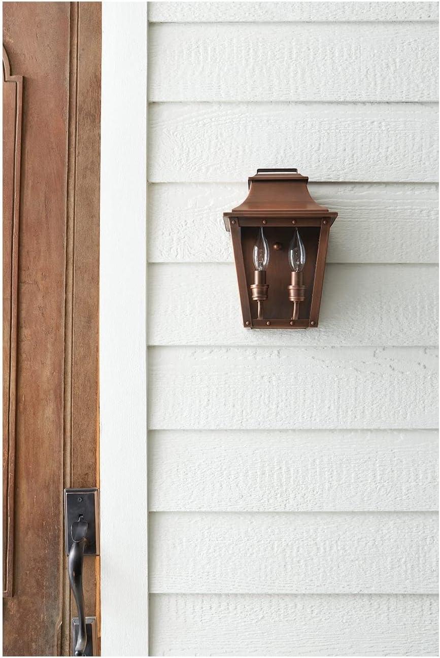 Copper Patina 11.5" Outdoor Wall Lantern with Clear Glass