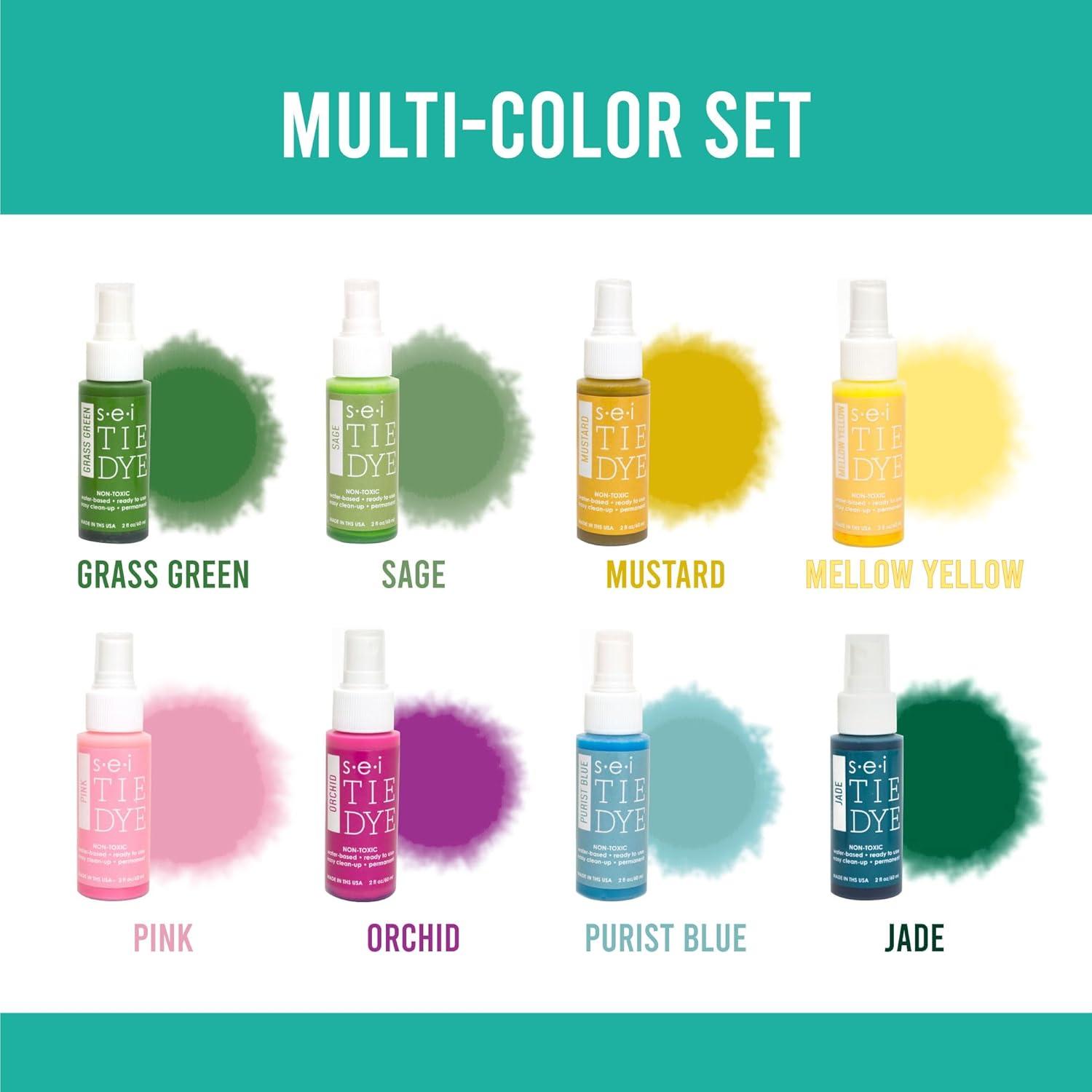 SEI Natural Fade Tie Dye Kit, Craft and Fabric Spray, 8 Colors