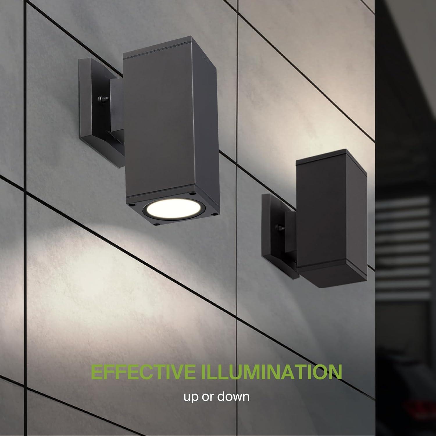ASD LED 1-Way Round Cylinder Wall Light Fixture | 9W 1000LM 3000-5000K 120V | 3CCT, Photocell, Wateproof, ETL Listed | Exterior Patio Lighting Sconce, Dusk to Dawn Outdoor Lamp | Dark Bronze