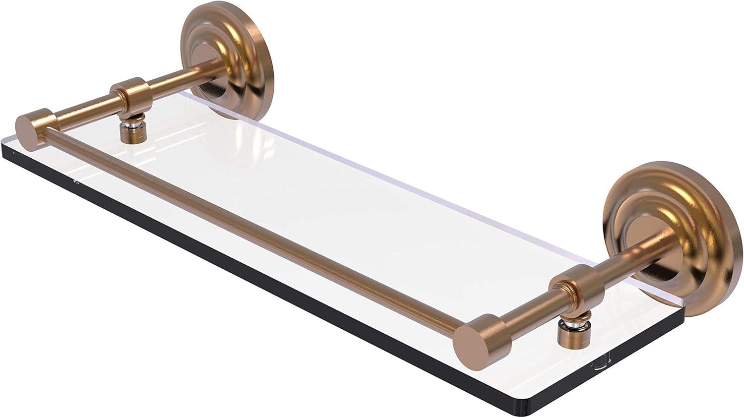 Allied Brass QN-1/16-GAL-BBR Qn 1 Gal Que New Inch Tempered Gallery Rail Glass Shelf, 16 Inch, Brushed Bronze