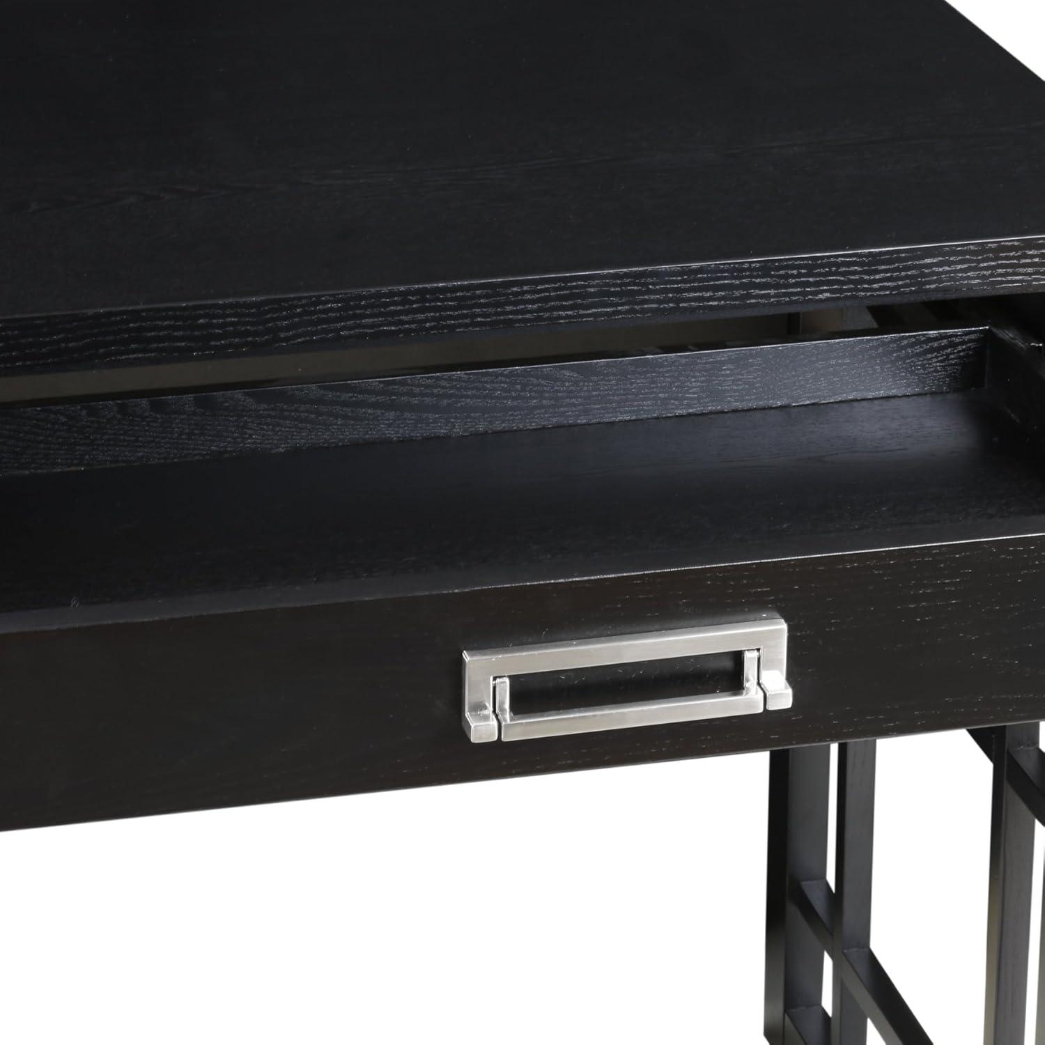 Solid + Manufactured Wood Drop Leaf Computer Writing Desk in Chocolate Oak