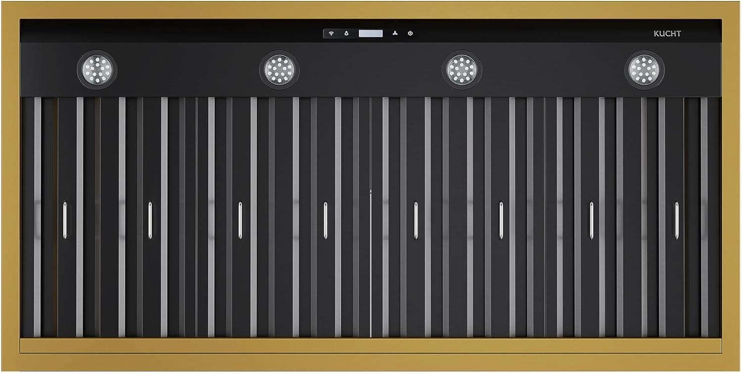 48 in. 800 CFM Wall Mounted Range Hood with Gold Accents