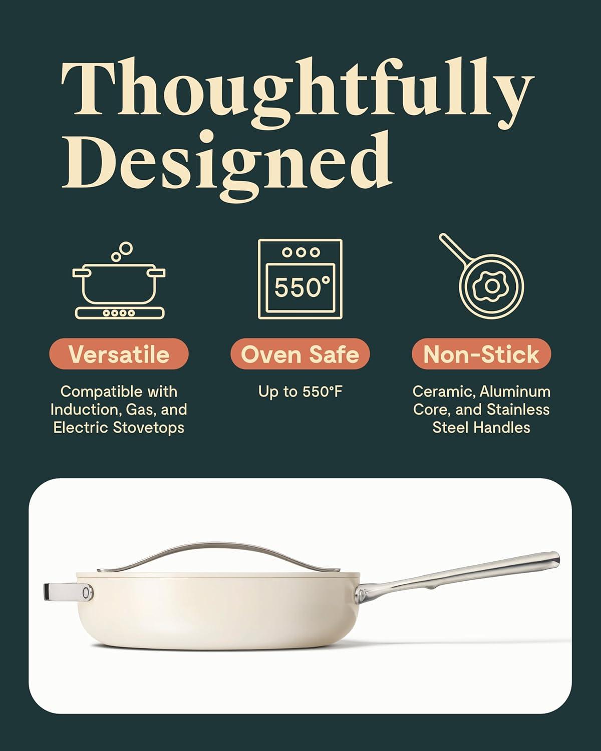 Caraway Home Cream Non-Stick Ceramic Sauté Pan