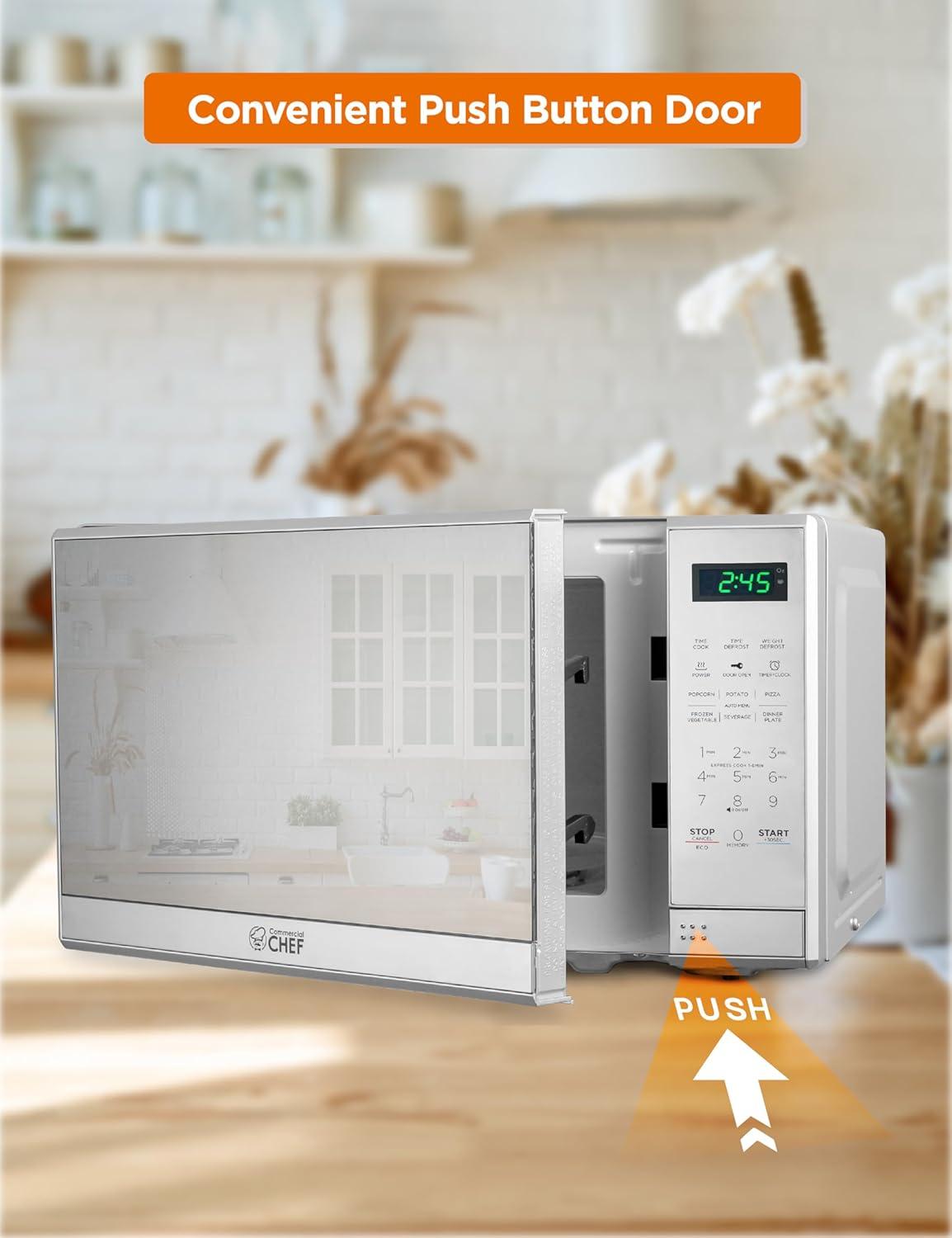 COMMERCIAL CHEF Countertop Microwave Oven 0.7 Cu. Ft. 700W, Stainless Steel