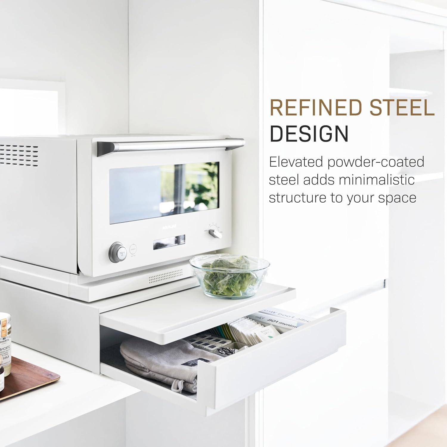 Yamazaki Home Yamazaki Home Countertop Drawer With Pull-Out Shelf, Steel, Holds 37 Lbs