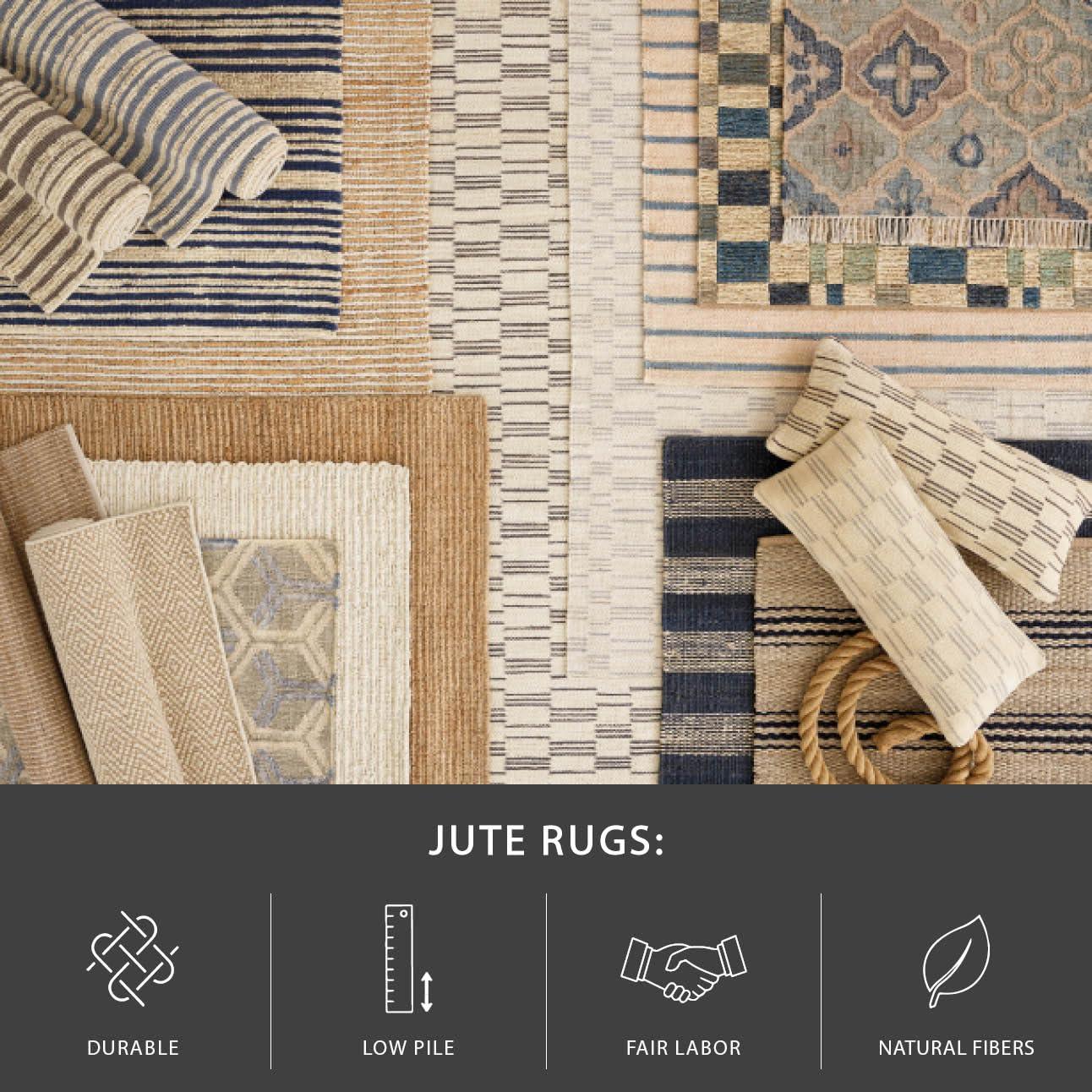 Jute Ticking Black Handwoven Jute Rug