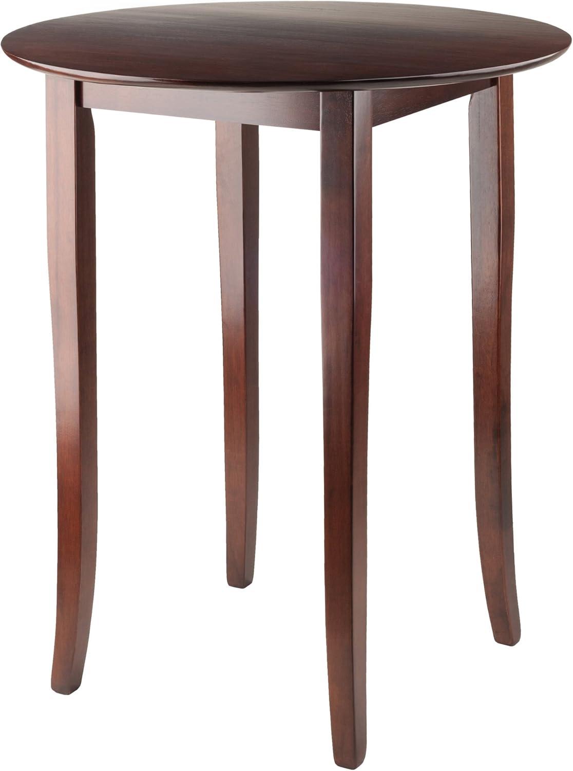 Fiona Round High/Pub Table Antique Walnut - Winsome: Solid Wood, 4-Seat, Breakfast Nook