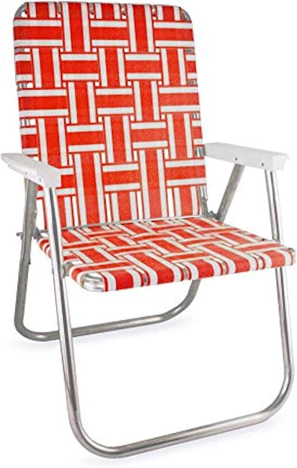 Lawn Chair USA Folding Aluminum Classic Webbed Chair (Orange and White Stripe)