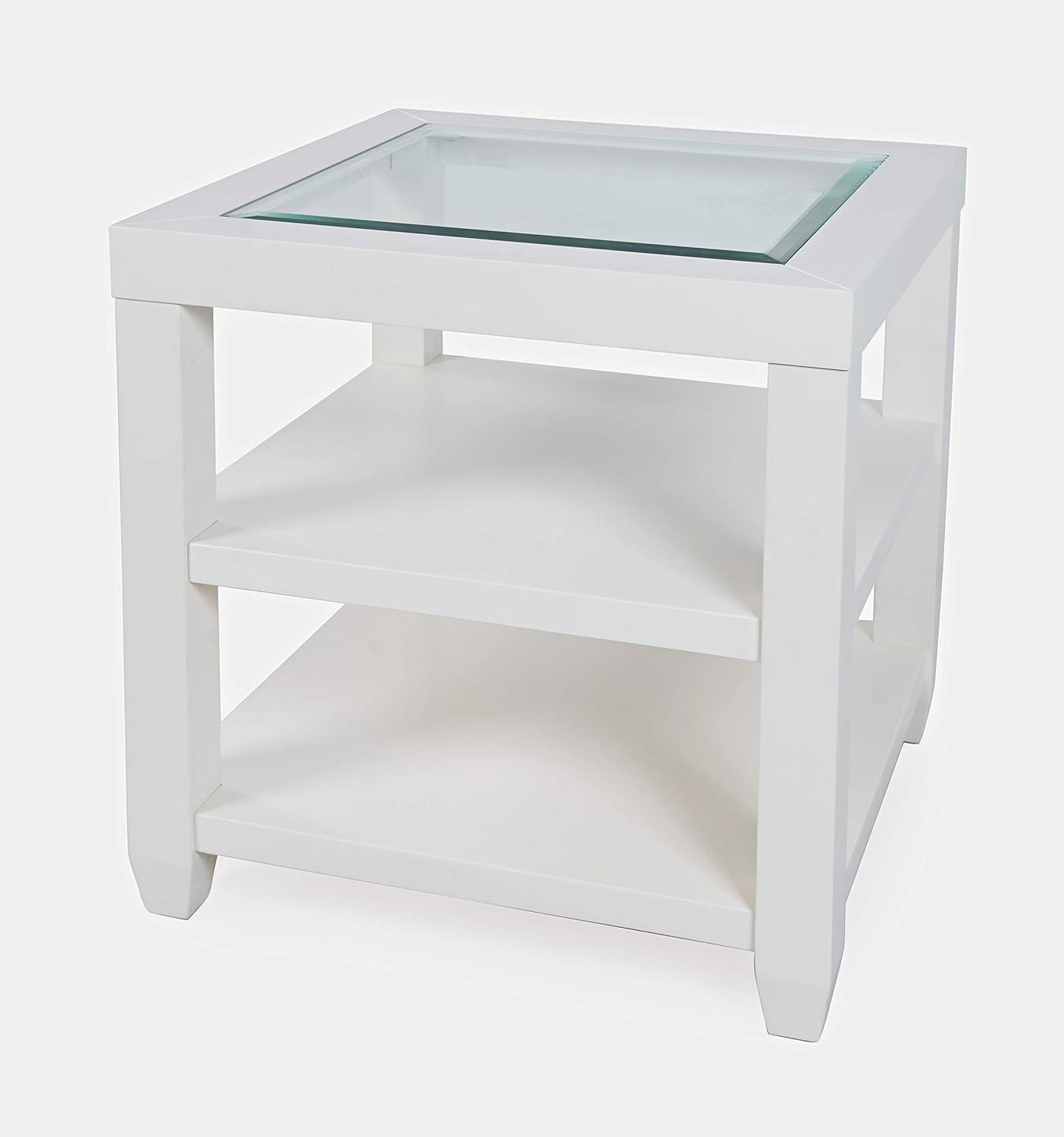 Jofran Urban Icon Contemporary Glass Inlay End Table with Storage