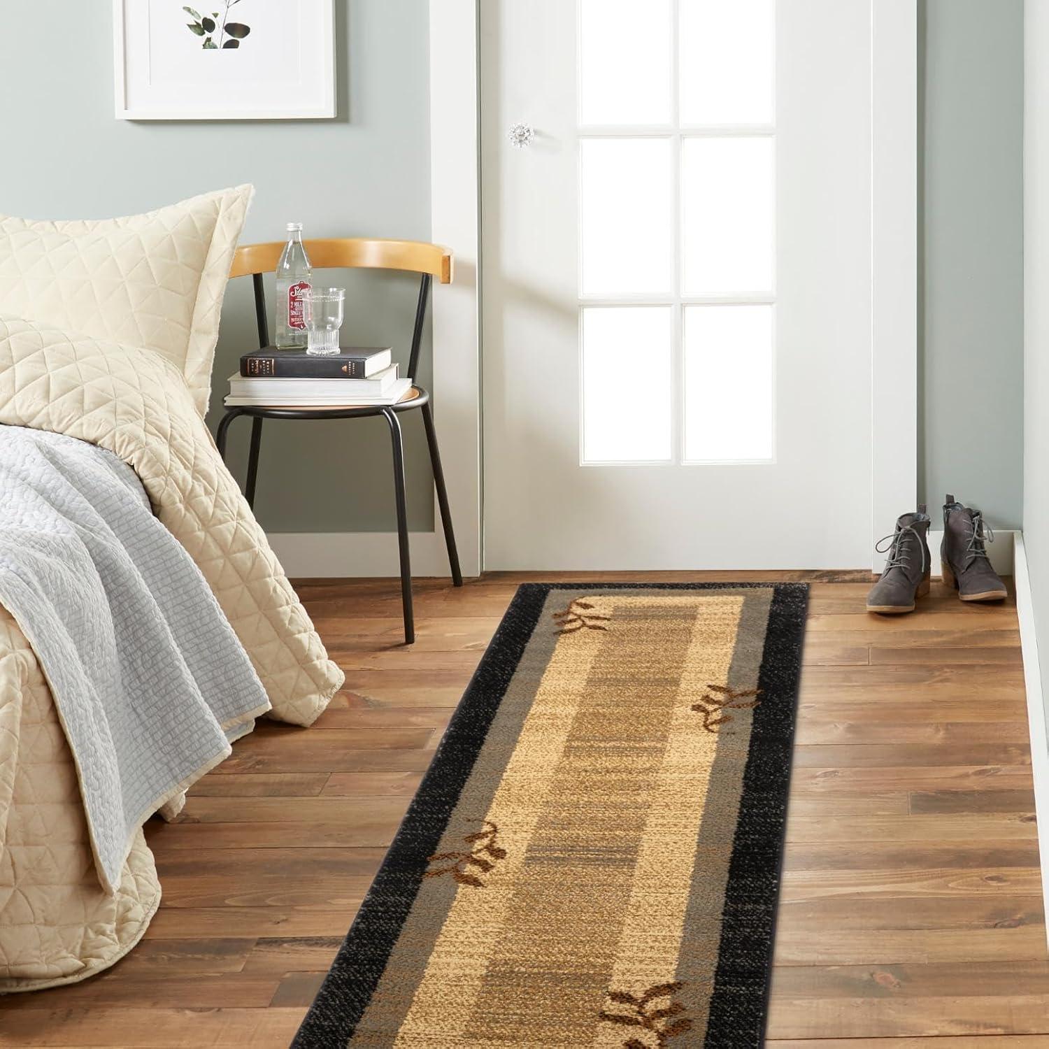 Home Dynamix Royalty Clover Contemporary Geometric Border Runner Area Rug, Black/Blue, 1'9"x7'2"