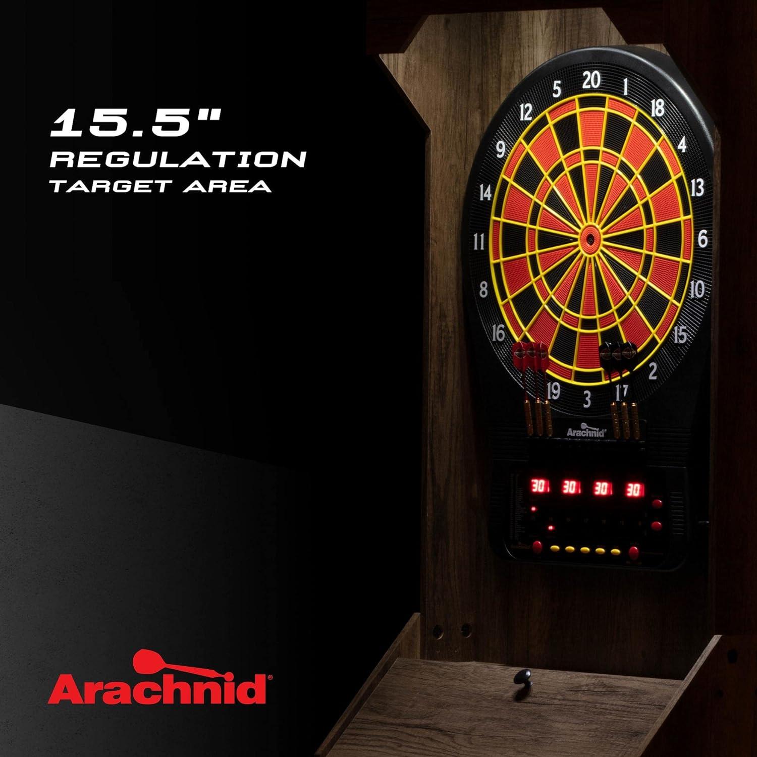 Rustic Tan Wood Grain Free Standing Dartboard Cabinet Set