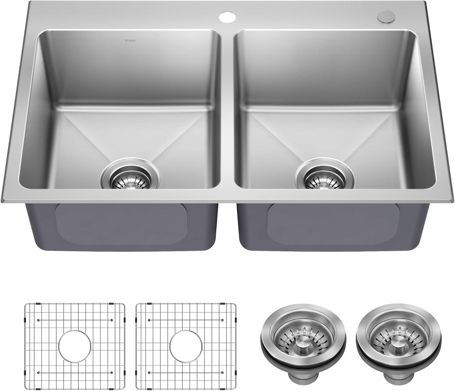 Fairlane 33-Inch Stainless Steel Double Bowl Kitchen Sink