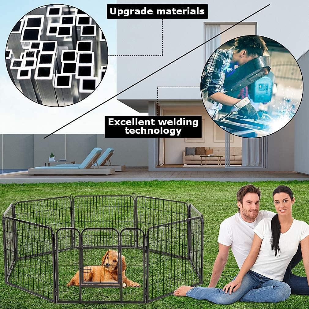 FDW Dog Playpen Pet Dog Fence 2-32 Panels  24/32/40"H Metal Dog Pen Outdoor Exercise Pen with Doors for Large/Medium /Small Dogs for RV,Camping,Yard