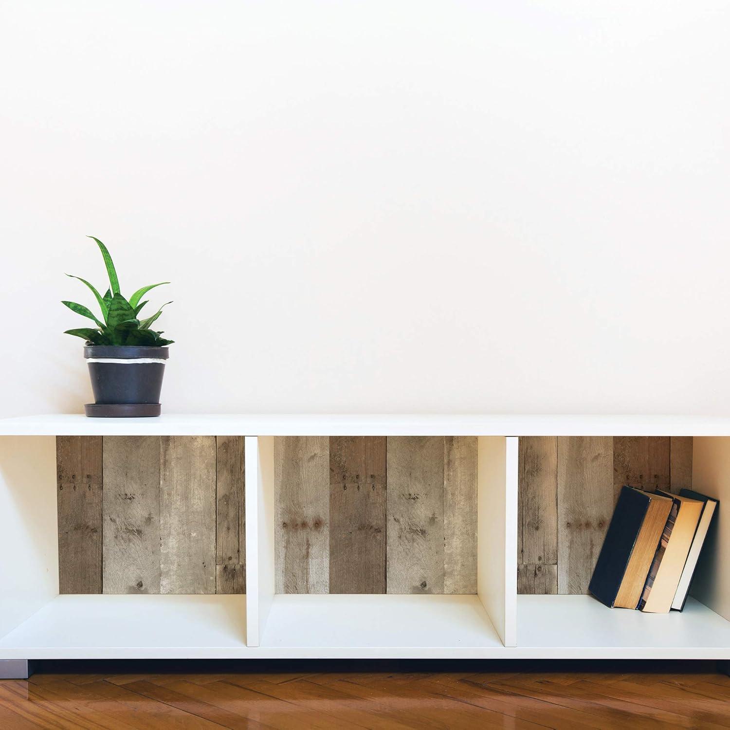 Tempaper Repurposed Wood Weathered Peel and Stick Wallpaper, 20.5" x 16.5'