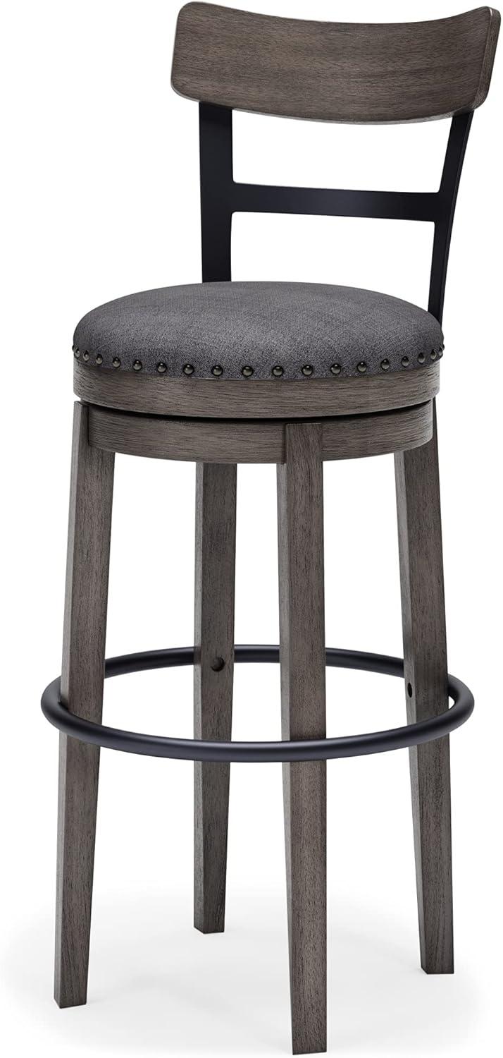 Caitbrook Barstool Gray - Signature Design by Ashley: Antiqued Finish, Swivel, Nailhead Trim