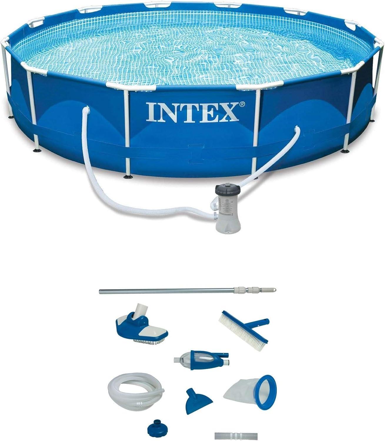 Intex Intex 12' x 30" Metal Frame Swimming Pool w/ Filter Pump & Pool Maintenance Kit