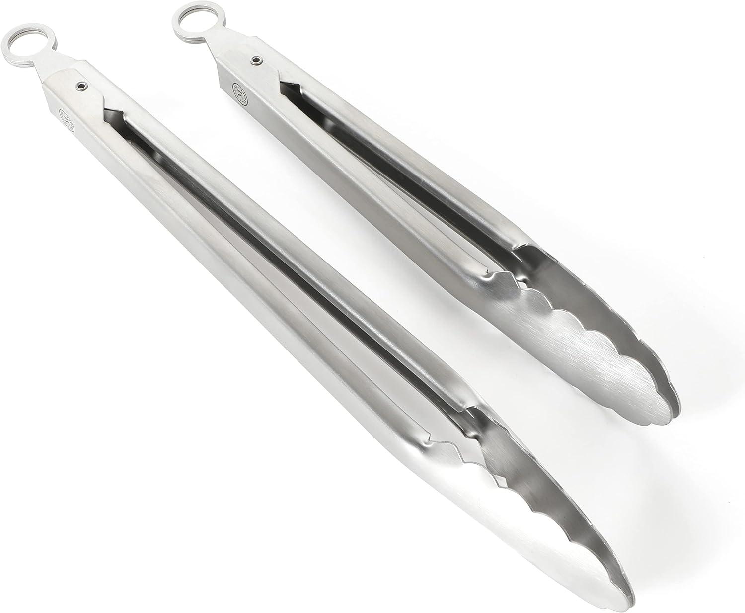 Stainless Steel 2-Piece Kitchen Tongs Set with Hanging Loop