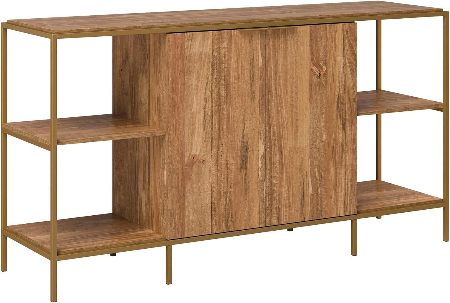 Sindoori Mango and Gold Modern TV Stand with Adjustable Shelf