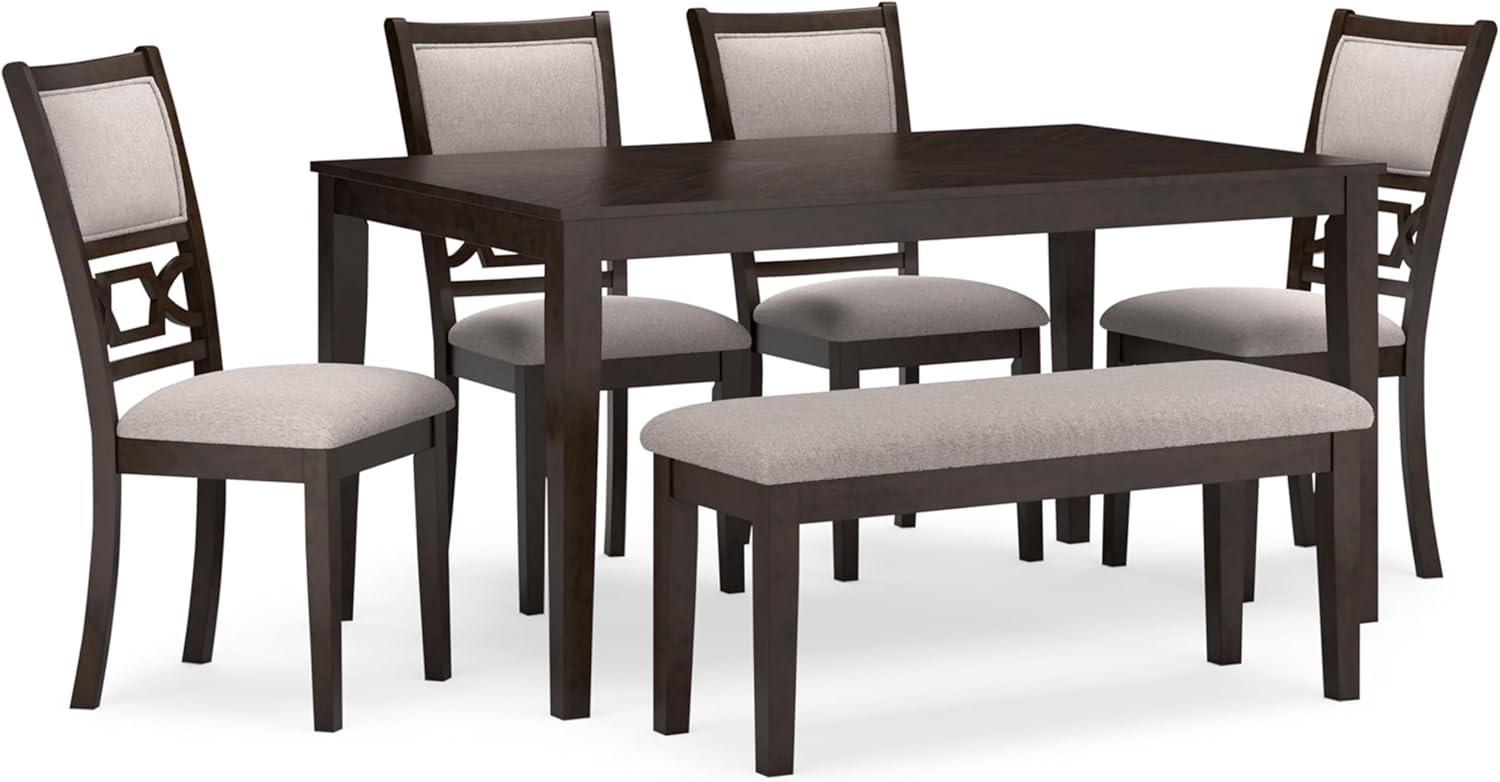 Ashley Furniture Langwest Brown Dining Table and 4 Chairs and Bench - Set of 6