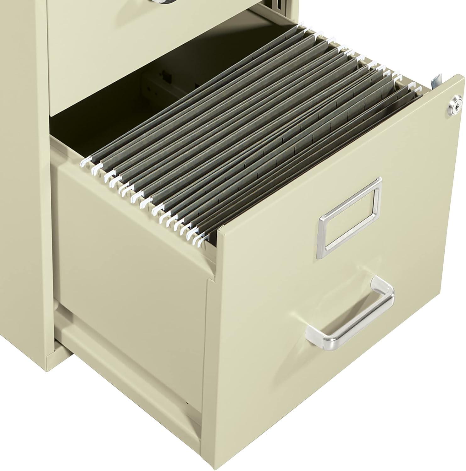 2 Drawer Locking Metal File Cabinet in Tan