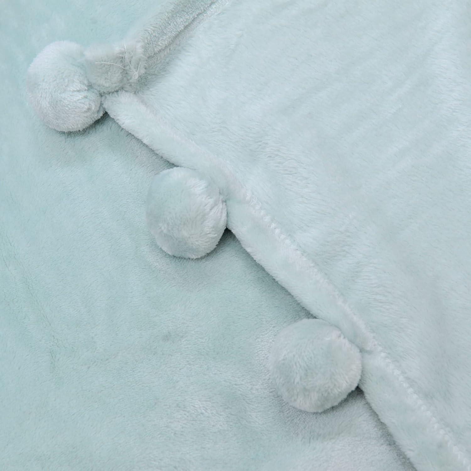 Home Soft Things Flannel Fleece Pom Pom Blanket