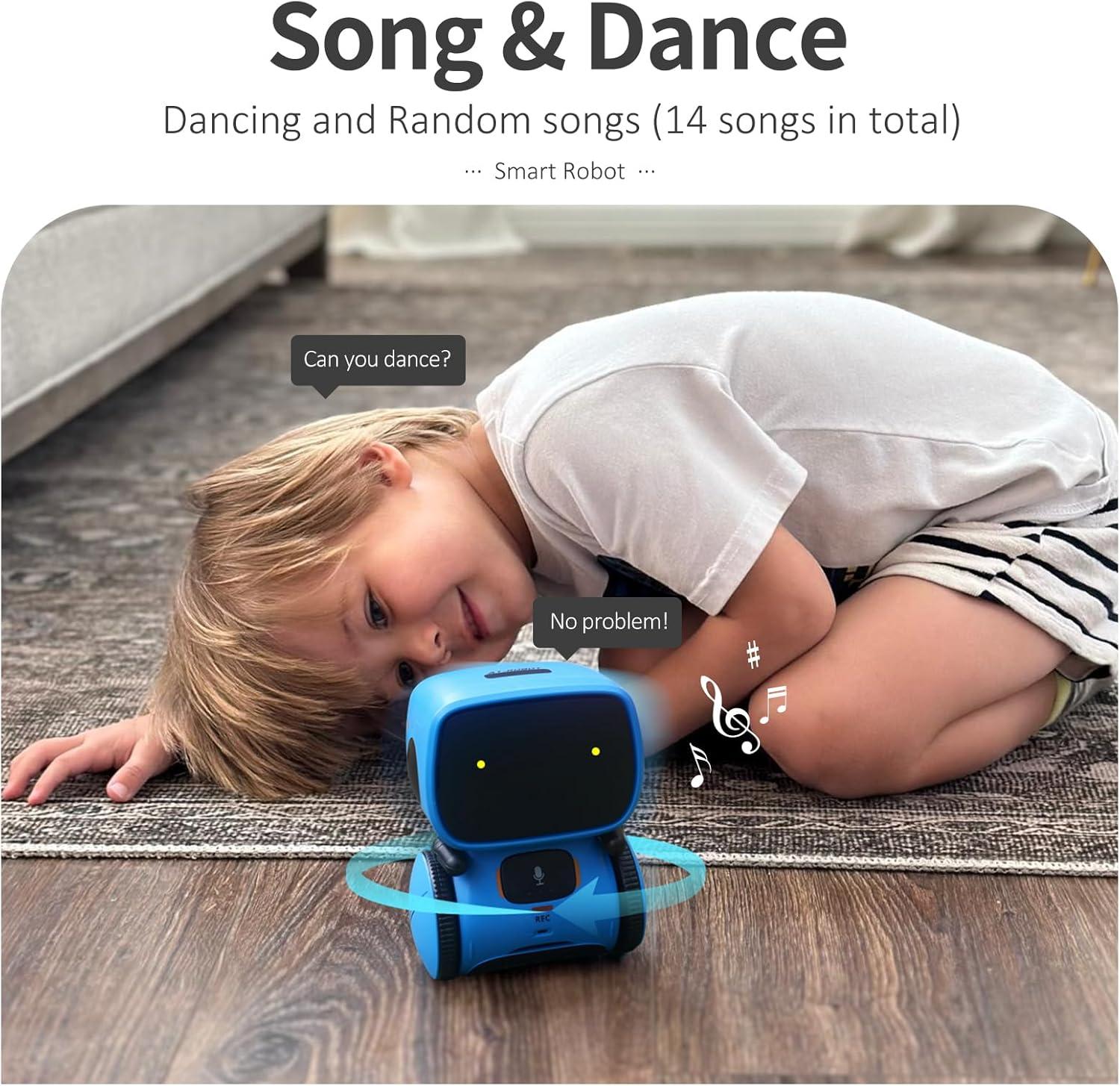 GILOBABY Kids Robot Toys, Interactive Toys Companion Smart Talking Robotic with Voice Control Touch Sensor, Dancing, Singing, Recording, Repeat, Birthday Gifts for Boys Ages 3+ Years (Blue)