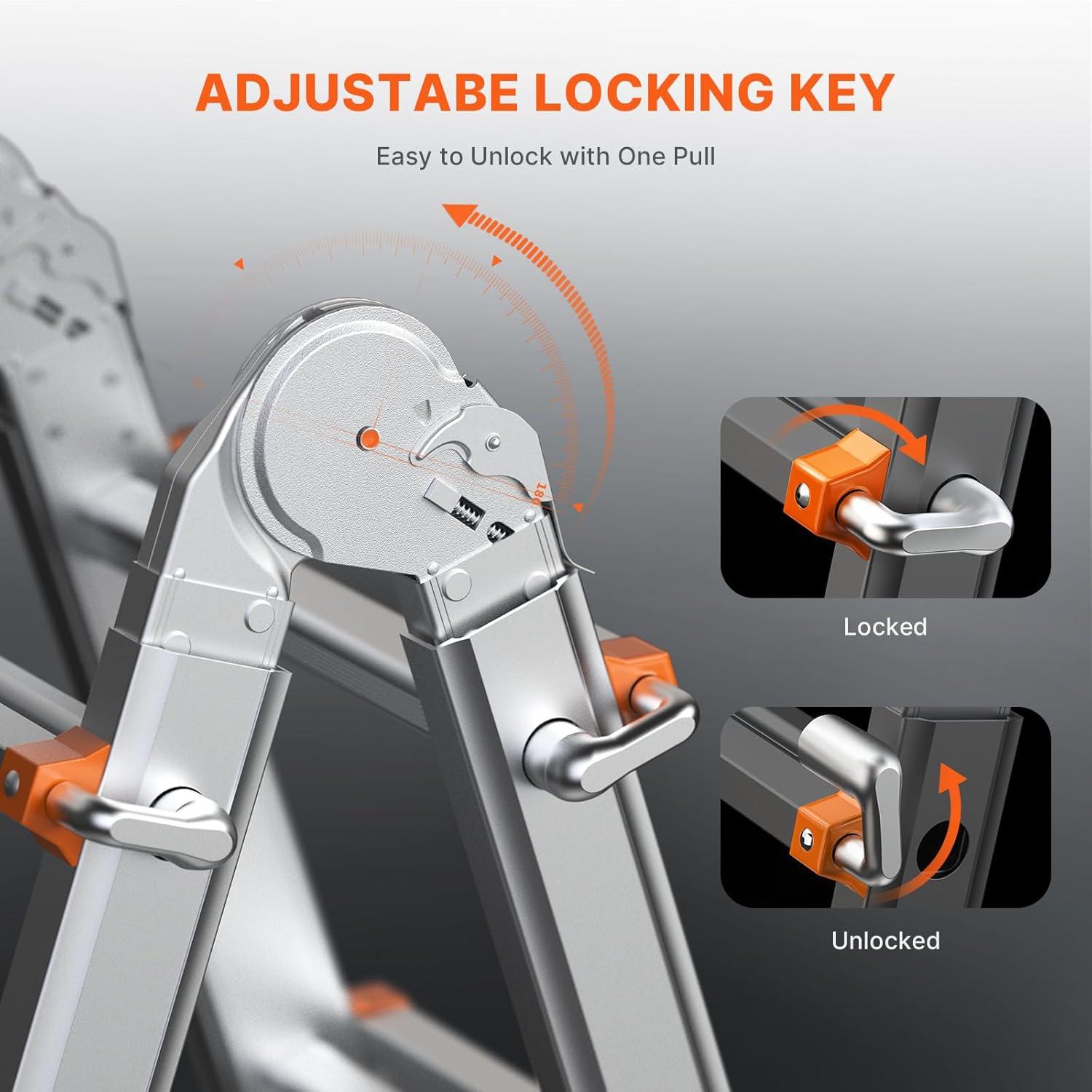 Compact Aluminum Telescopic A-Frame Ladder with Wheels
