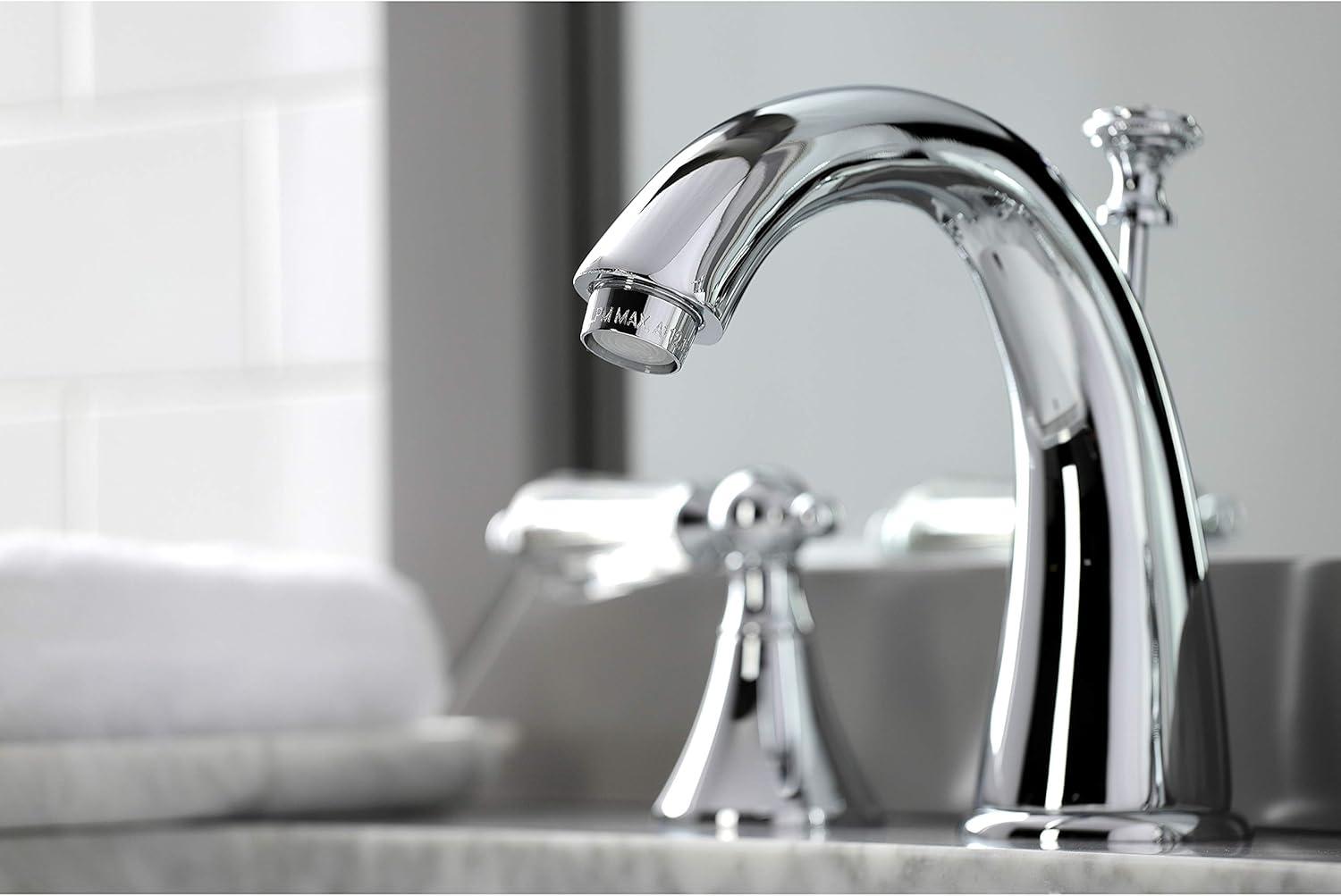 Kingston Brass KS2971WLL Widespread Lavatory Faucet with Crystal Lever Handle, Chrome