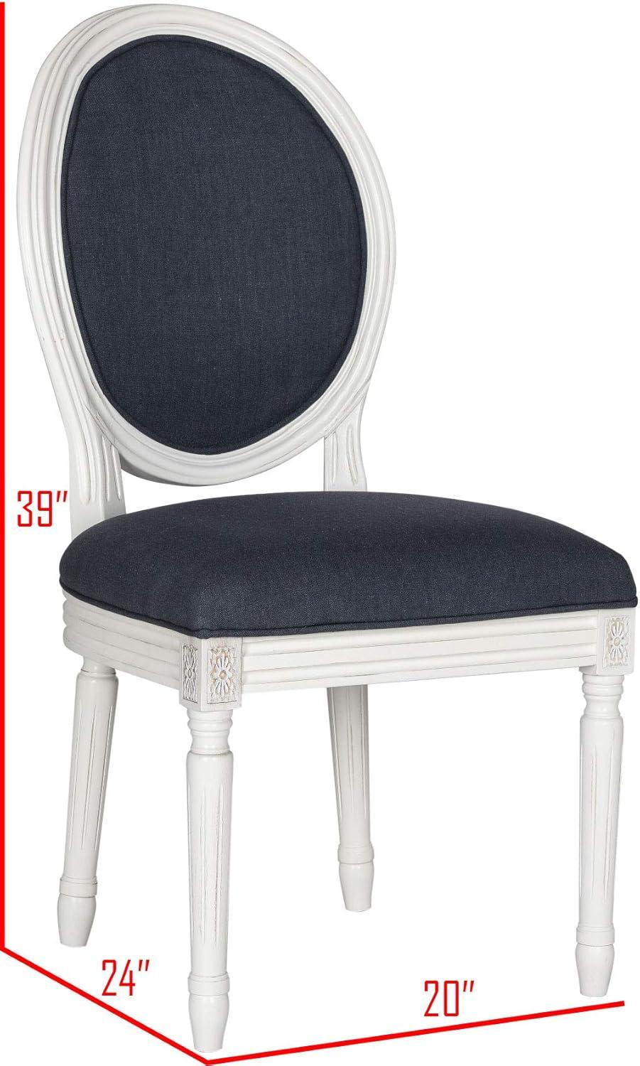 Provence Navy Linen and Wood Transitional Side Chair