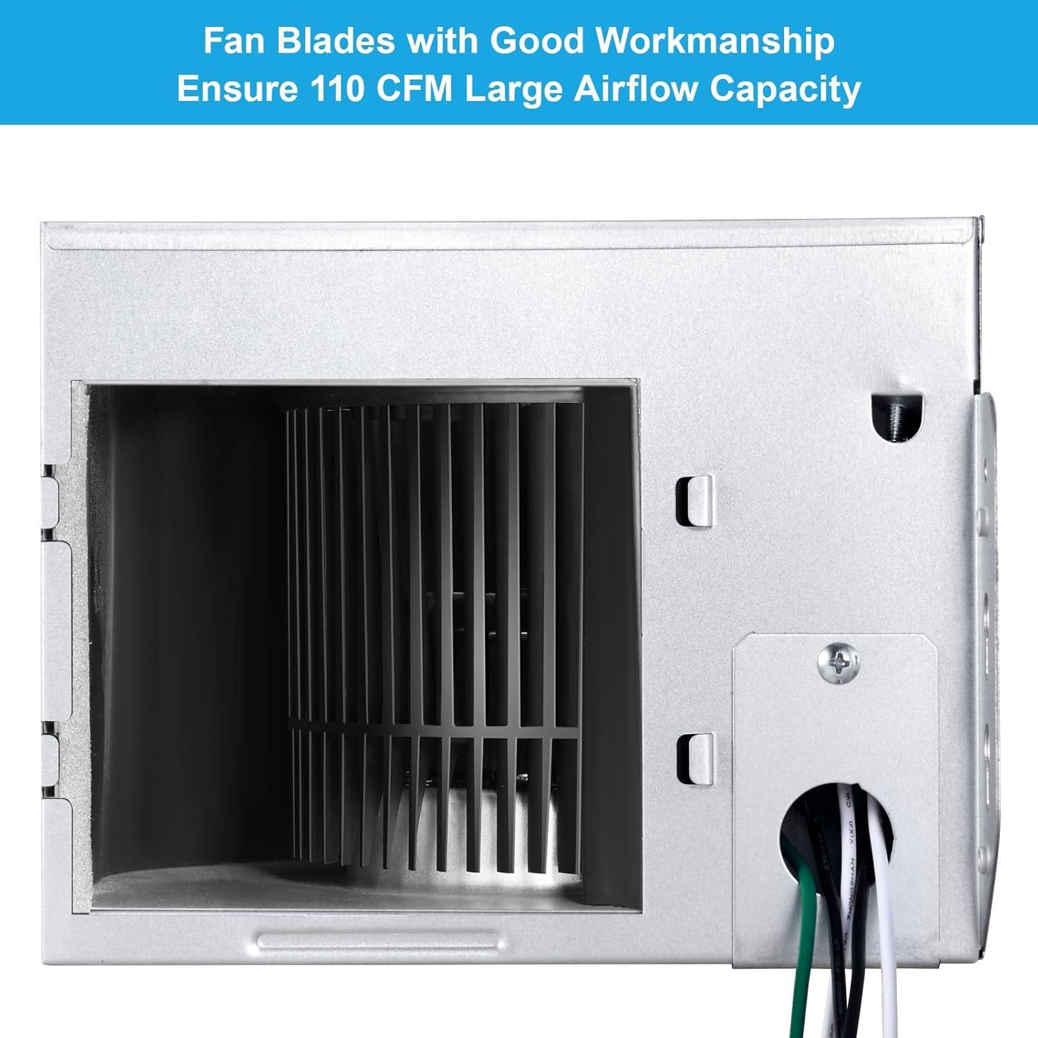 110 Cfm Quiet Bathroom Exhaust Fan With Light, 6500K 800Lm Household Ventilation Fan Light Combo, Energy Saving Ceiling Mount, Multipurpose Bath Extractor Fan, Easy To Install