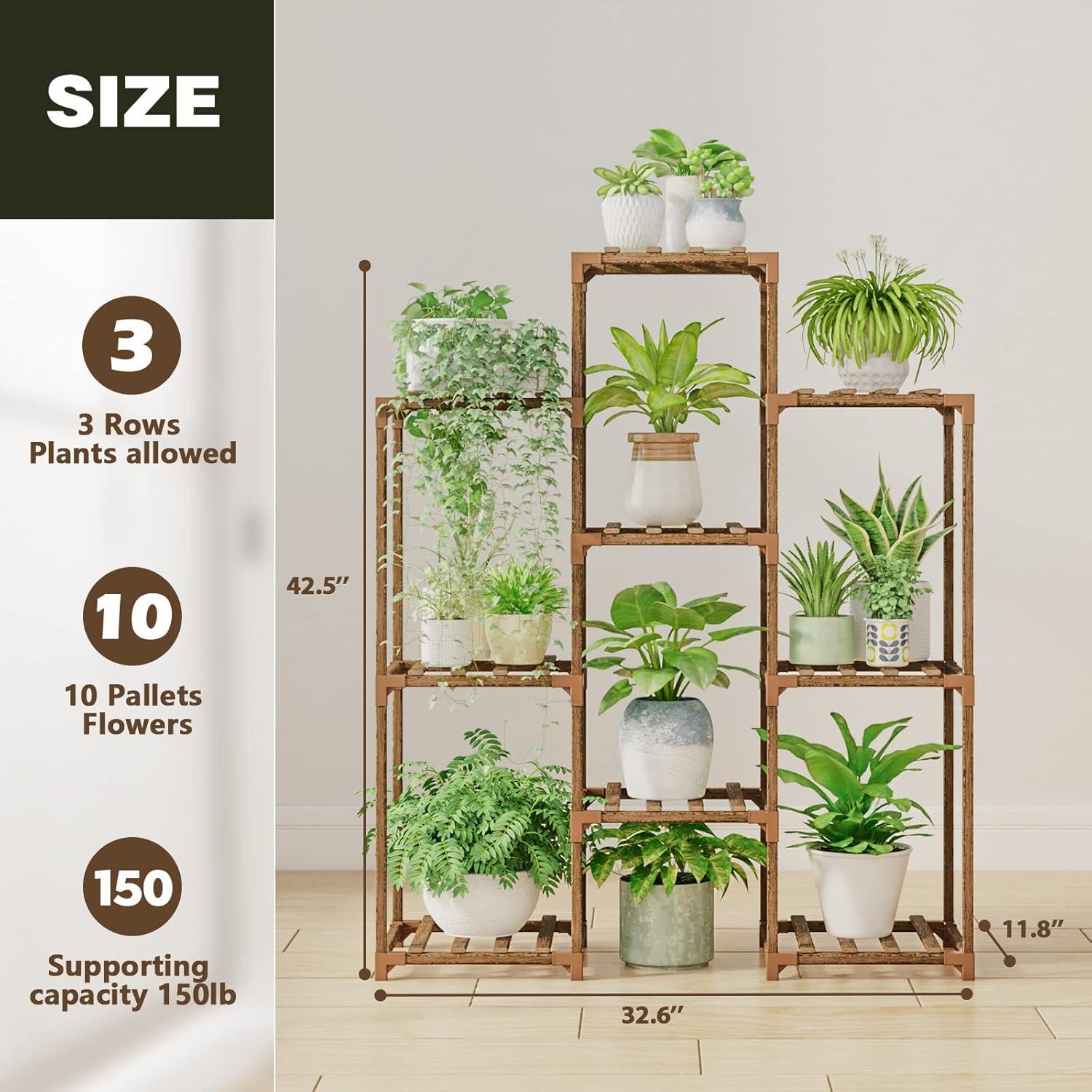 Brown Wooden 4-Tier Indoor/Outdoor Plant Stand