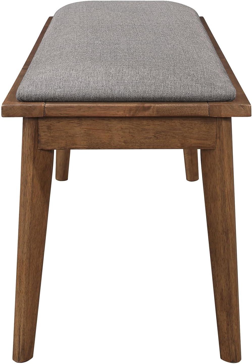 Alfredo Upholstered Dining Bench Grey and Natural Walnut