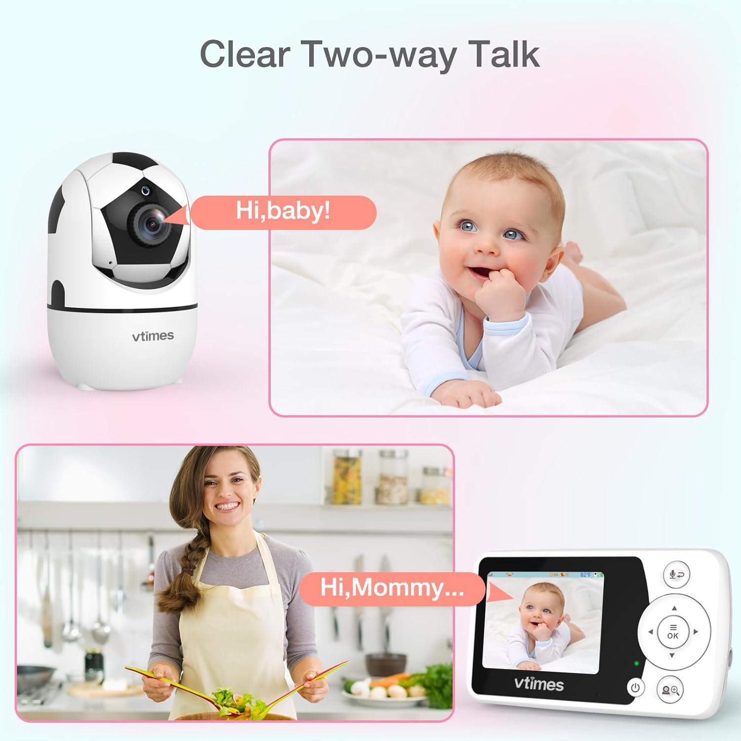 White Digital Baby Monitor with Night Vision and Two-Way Audio