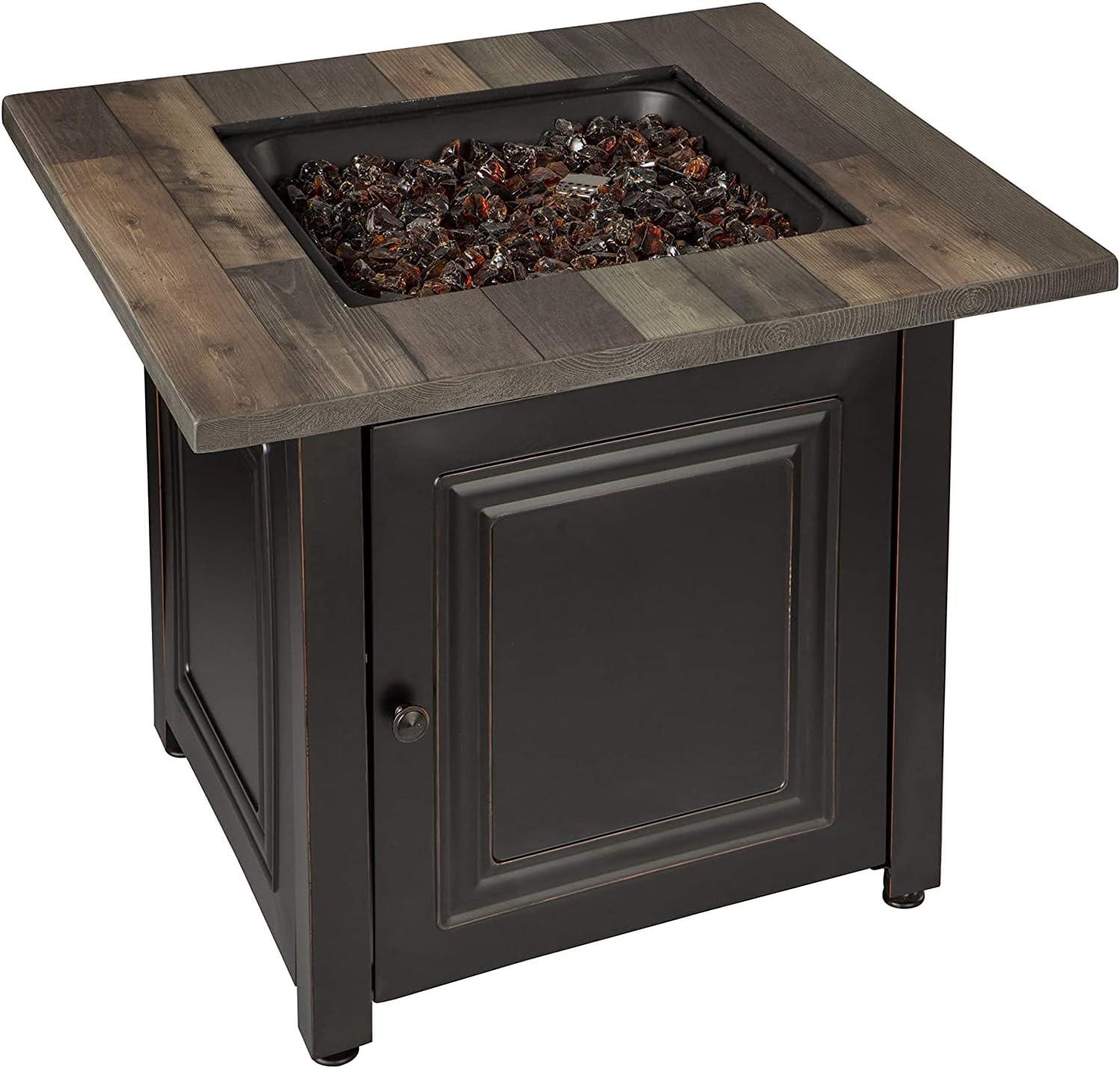 Burlington by Endless Summer, 30" Square LP Gas Outdoor Fire Pit with Faux Wood Mantel