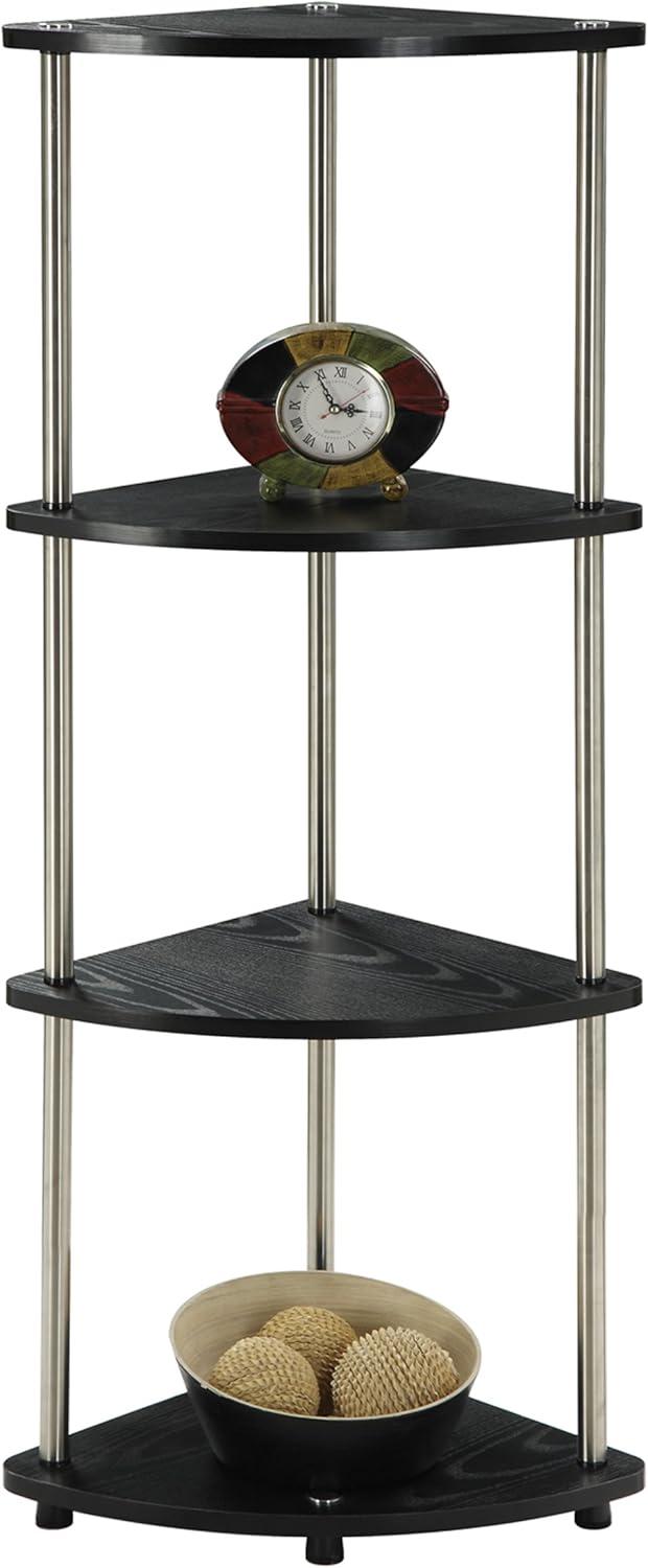 Convenience Concepts Designs2Go 4-Tier Corner Shelf in Black Wood Finish