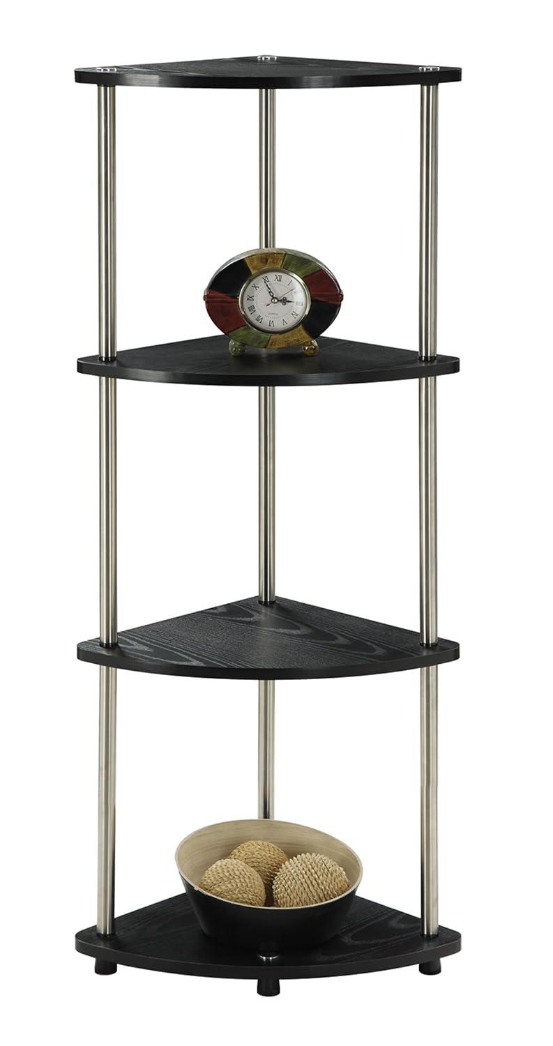 Convenience Concepts Designs2Go 4-Tier Corner Shelf in Black Wood Finish