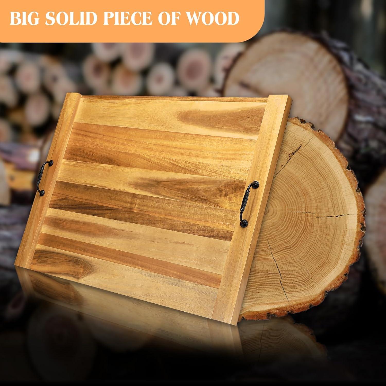 Stove Top Covers for Electric Stove with Handles 30”x22” (Outer) / 28.9”x20.8” (Inner) - Acacia Wood Noodle Board for Gas Stovetop - Stove Top Covers for Gas Burners (Acacia, 30"L x 22"W)