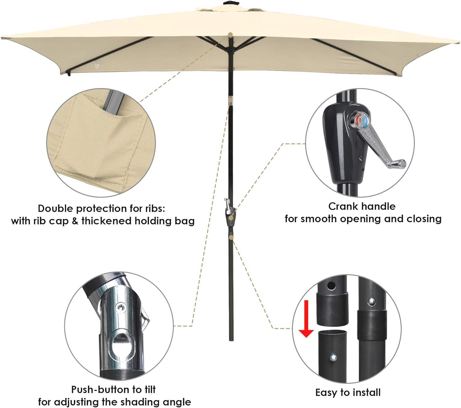 Latitude Run® 9 Feet Patio LED Solar Umbrella With Crank