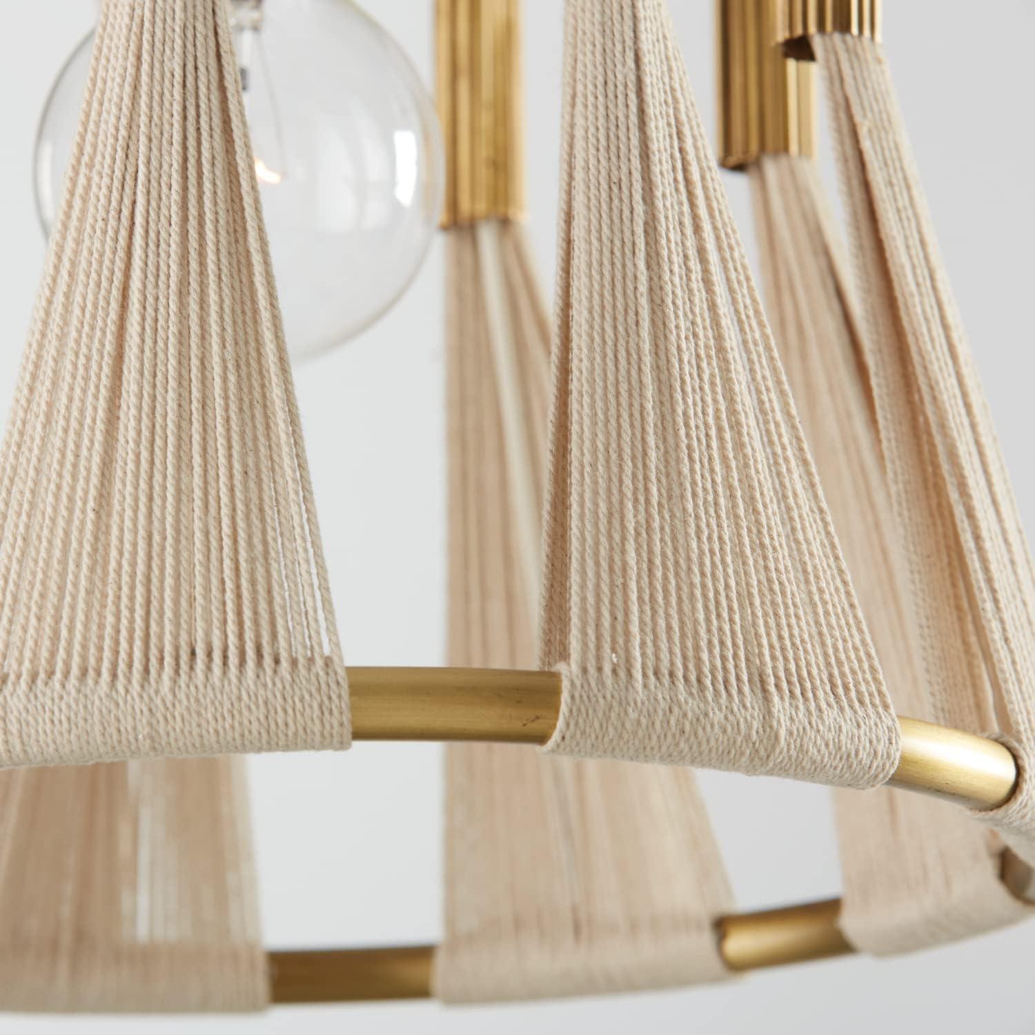 1 Light Pendant-Bleached Natural Rope/Patinaed Brass Finish Capital Lighting 341111Np