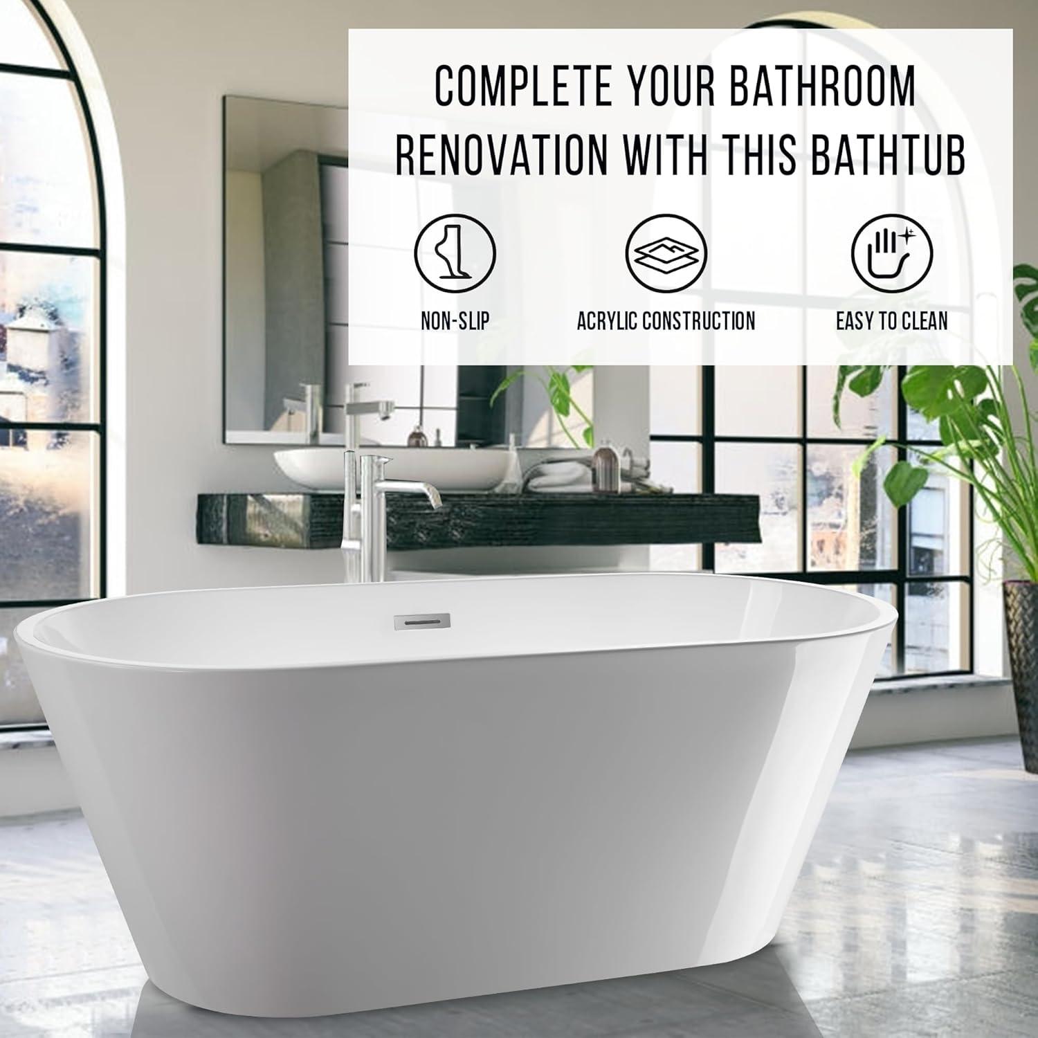 Chloe Freestanding Soaking Acrylic Bathtub