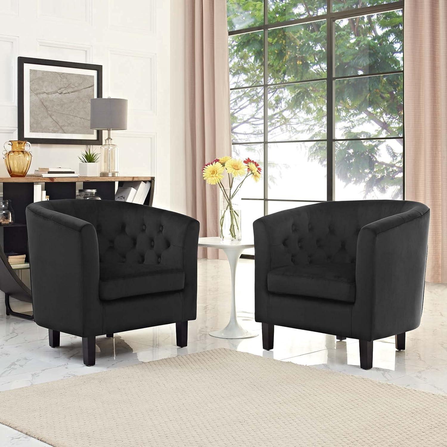 Modway Prospect 3 Piece Performance Velvet Loveseat and Armchair Set in Navy