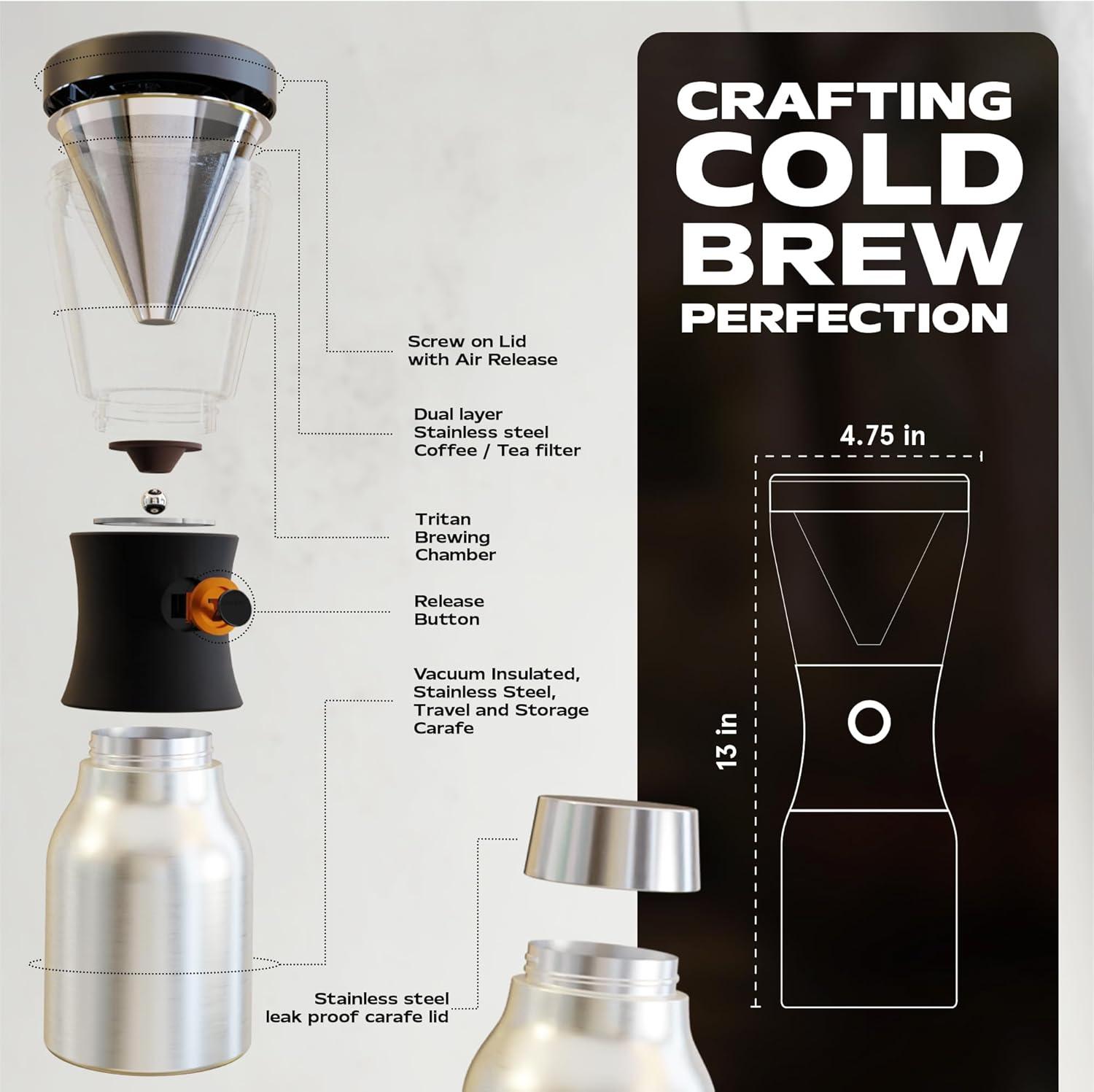 Asobu 40 Ounce Portable Insulated Cold Brew Coffee Maker