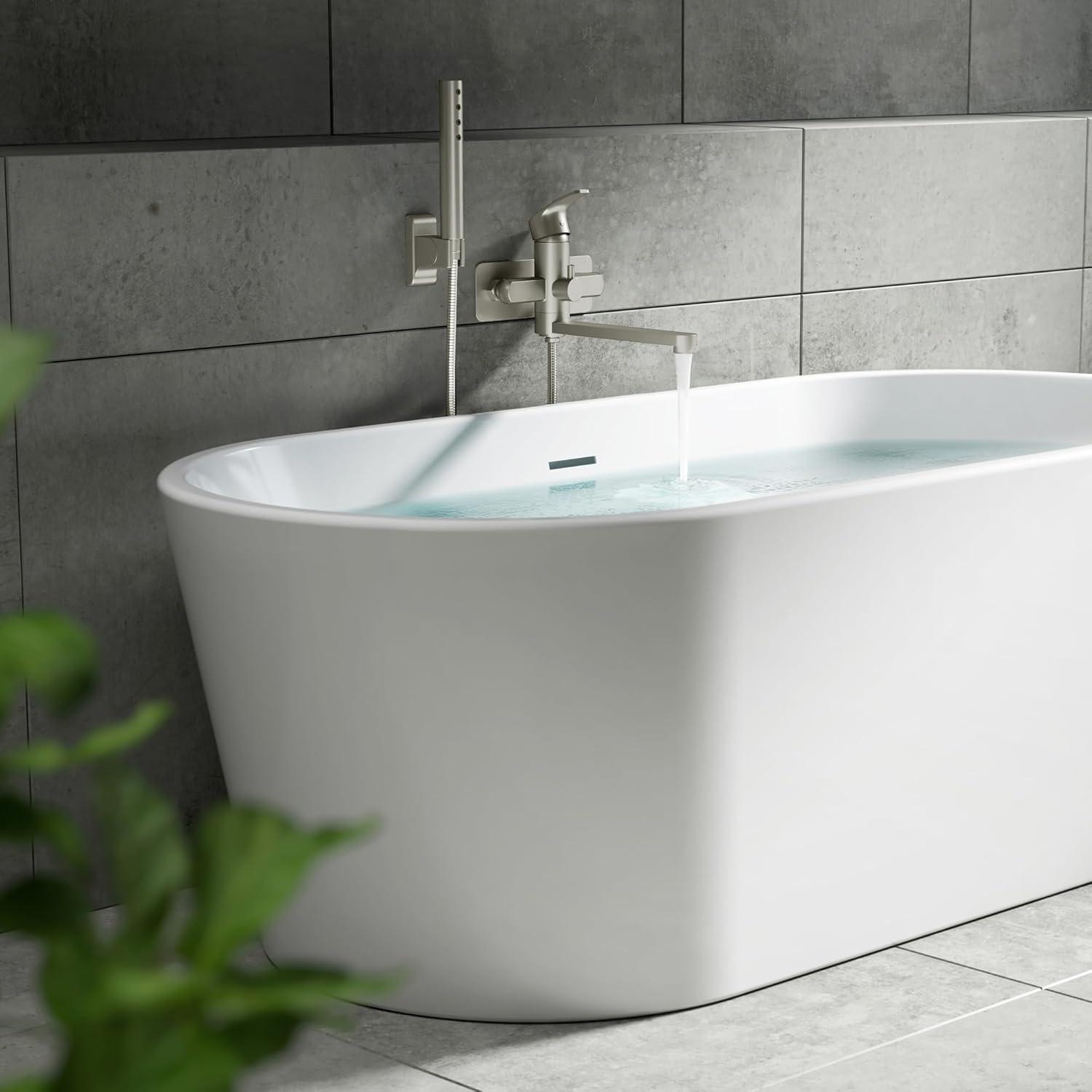 Pulse Showerspas Niagara Highflow Wall Mounted Tub Filler with Pivoting Arm Spout and Handshower 3030-WMTF-BN