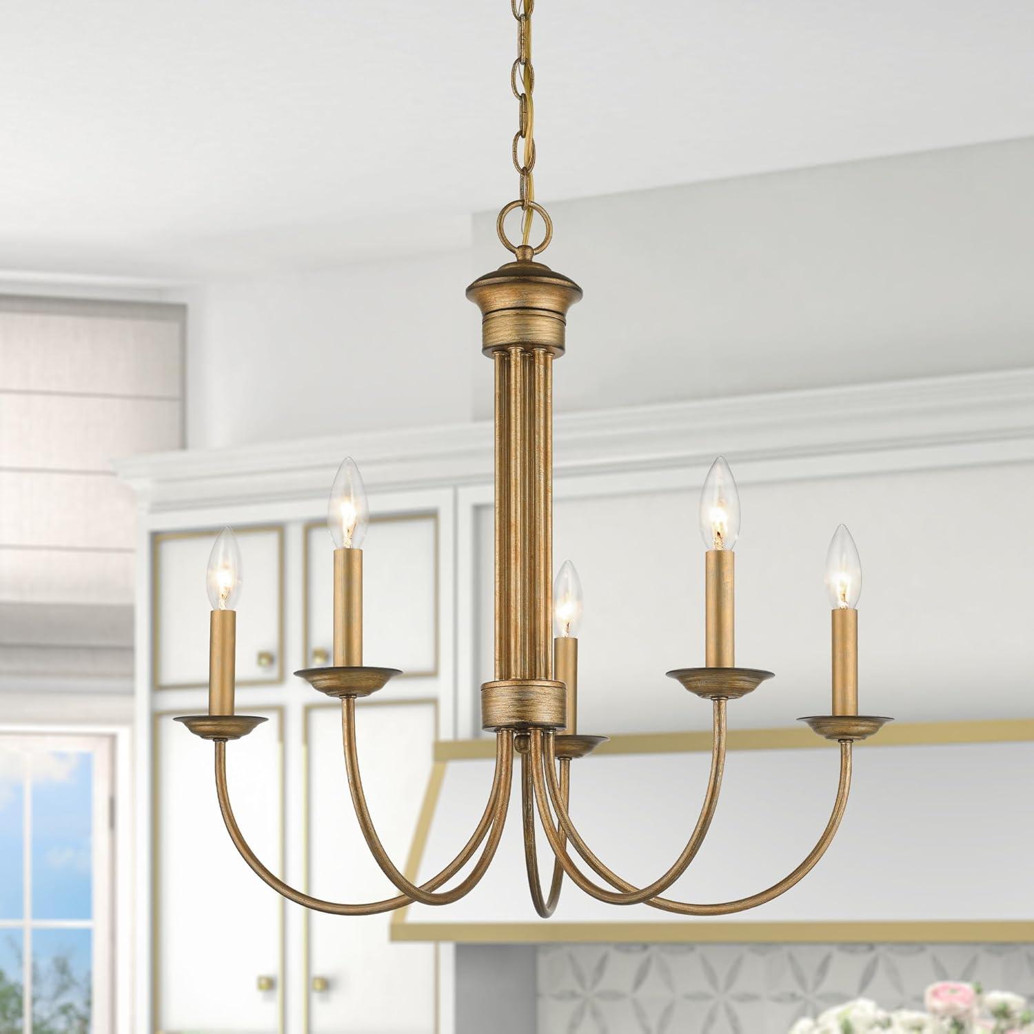 Estate Bronze 5-Light Classical Chandelier with Candelabra Base