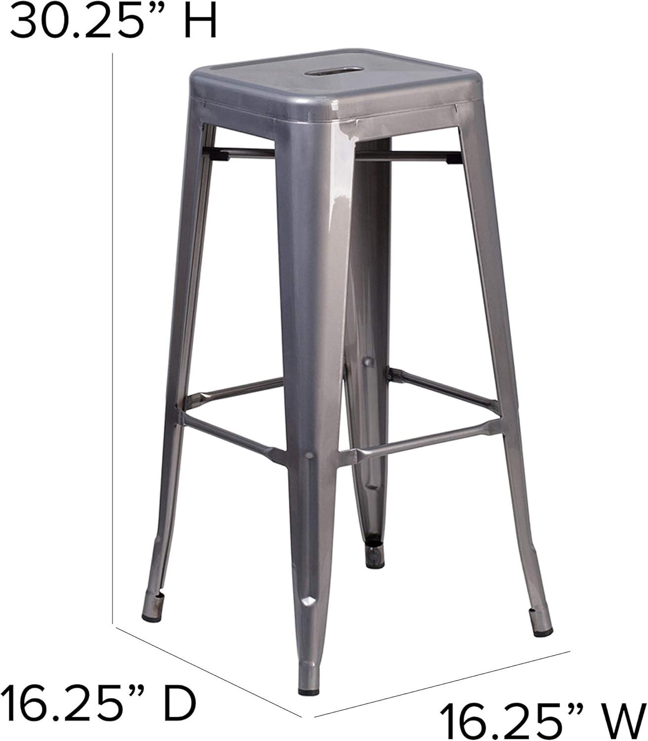 Flash Furniture Lincoln Backless Barstool, Clear Coated