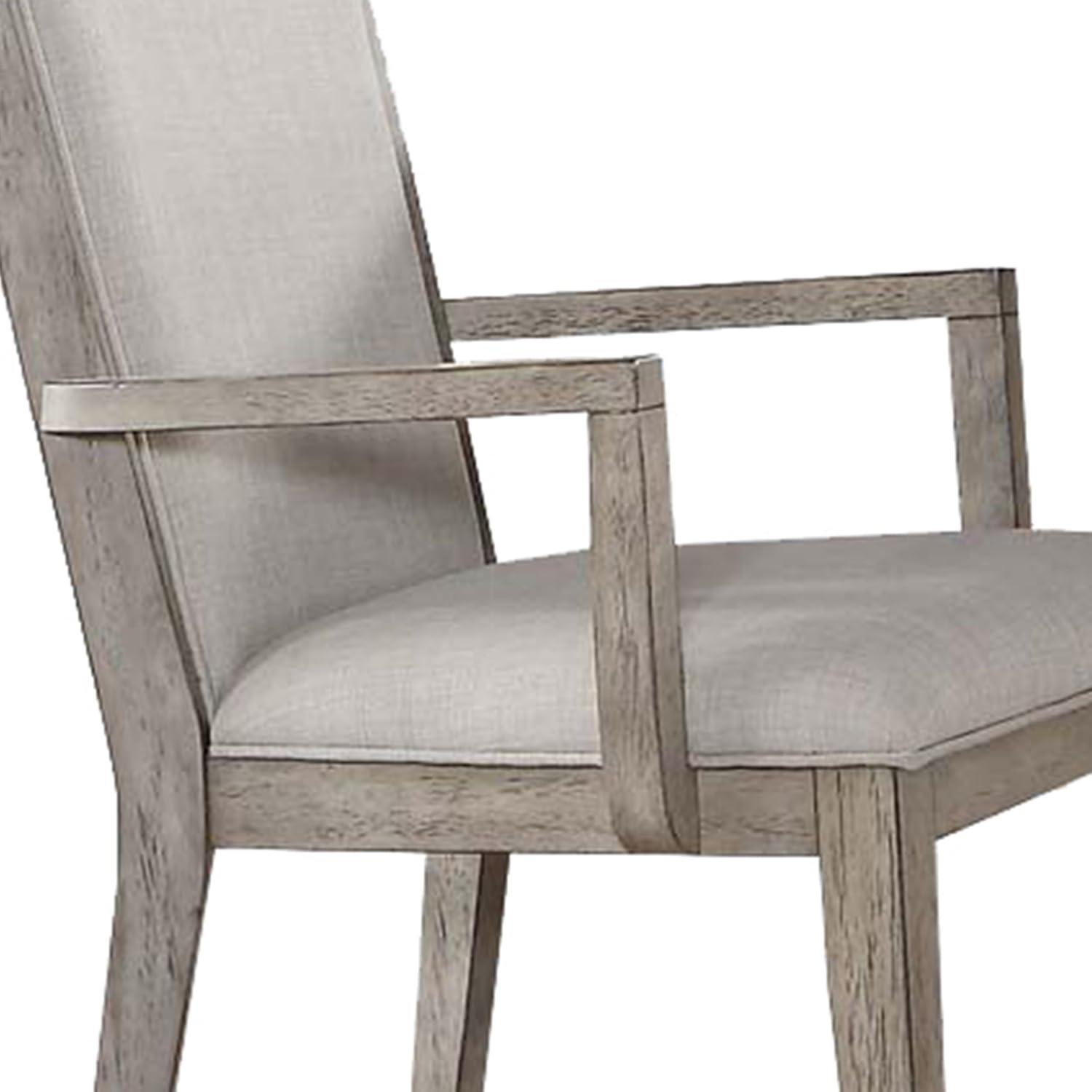 Set Of 2 Fabric Arm Chair, Gray Oak Fabric Upholstered Armchair