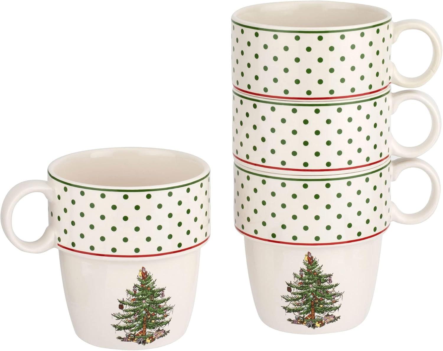 Spode Spode Christmas Tree Polka Dot Stackable Mugs (Set of 4)